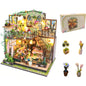 Puzzle 3D Book Nook DIY Garden House, casuta in miniatura cu lumini LED 22 x 17 x 23 cm, accesoriu decorativ