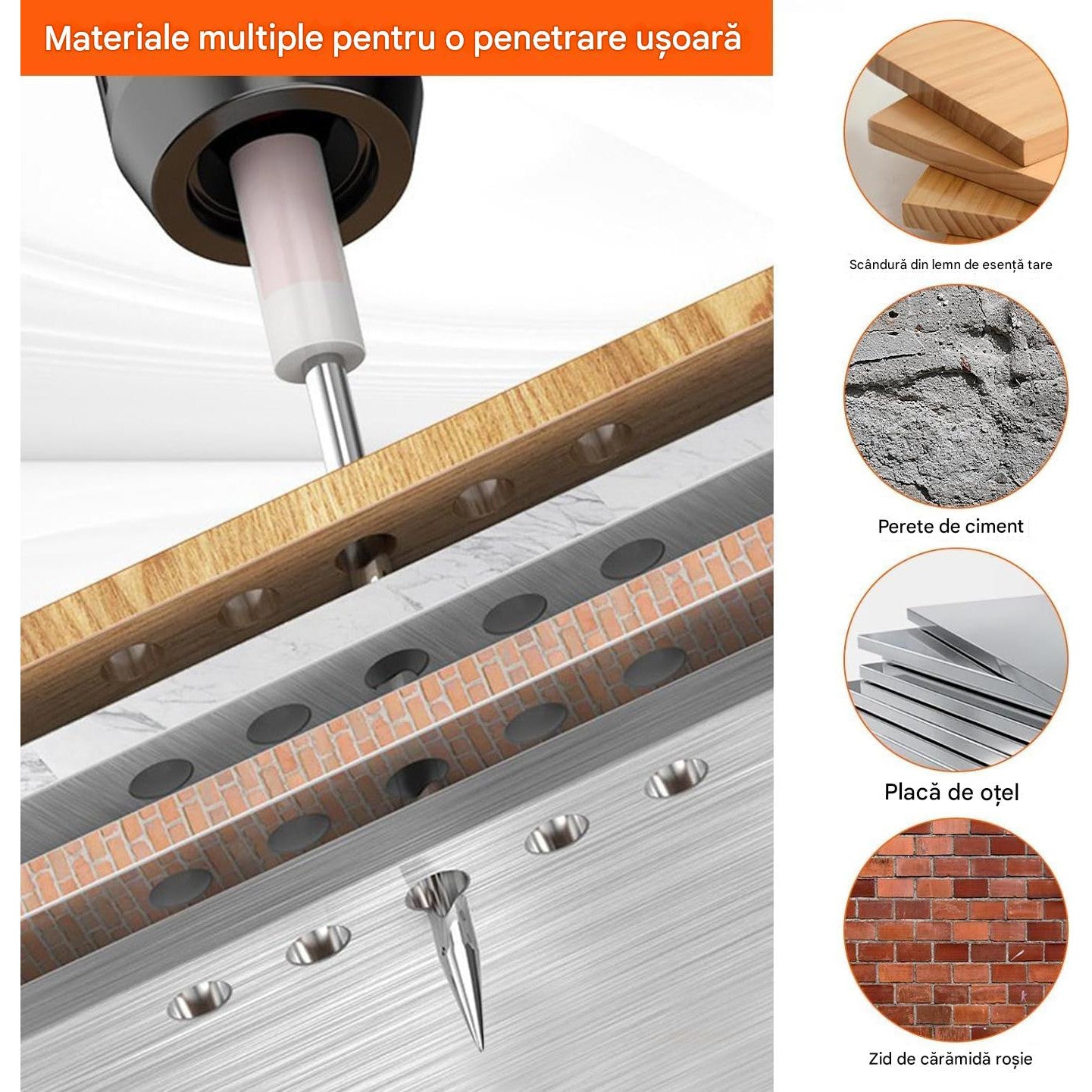 Set de 1000 cuie rotunde, bolturi pentru pistol de cuie manual, de 7.3 mm, durabile, rezistente la rugina, pentru beton, lemn, caramida, tavane, pereti, pardoseli