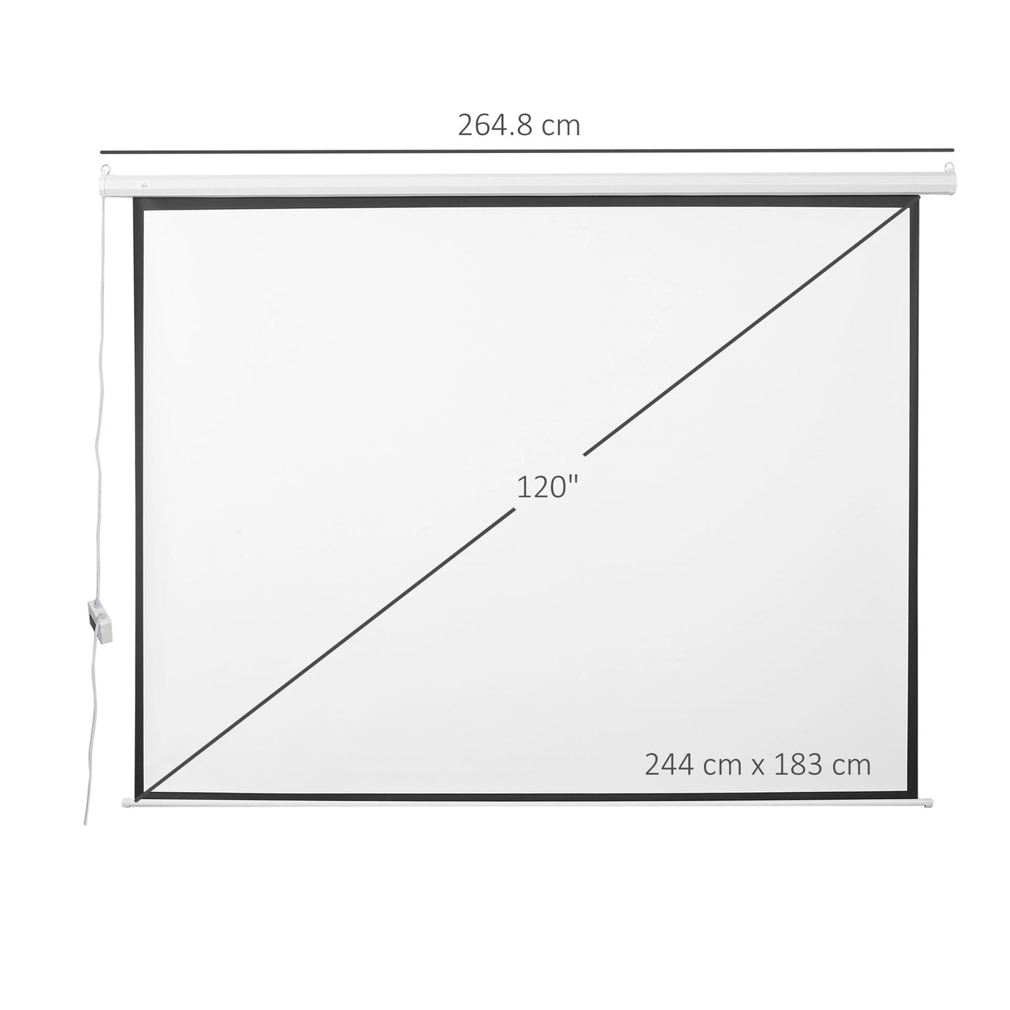 Ecran de proiectie videoproiector 120 inch motorizat, cu telecomanda, prindere in perete sau tavan, 244 x 183 cm, alb/negru