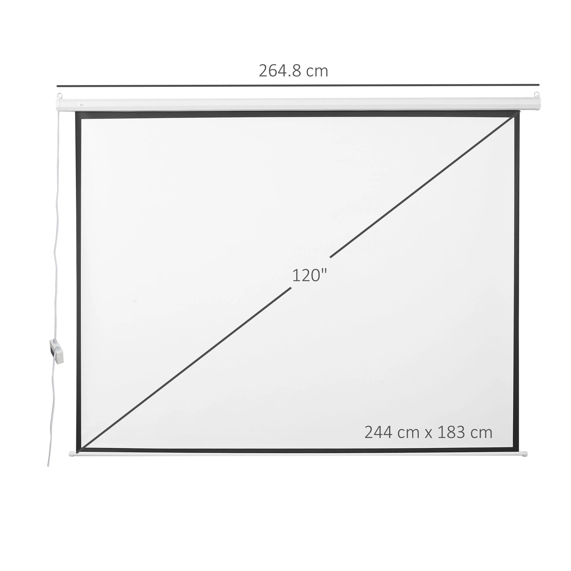 Ecran de proiectie videoproiector 120 inch motorizat, cu telecomanda, prindere in perete sau tavan, 244 x 183 cm, alb/negru