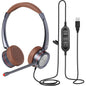 Casti call center USB cu microfon reglabil, functie anulare zgomot, sunet HD, buton mute cu indicator LED, pentru computer, softphone Voip, birou, centru de apeluri