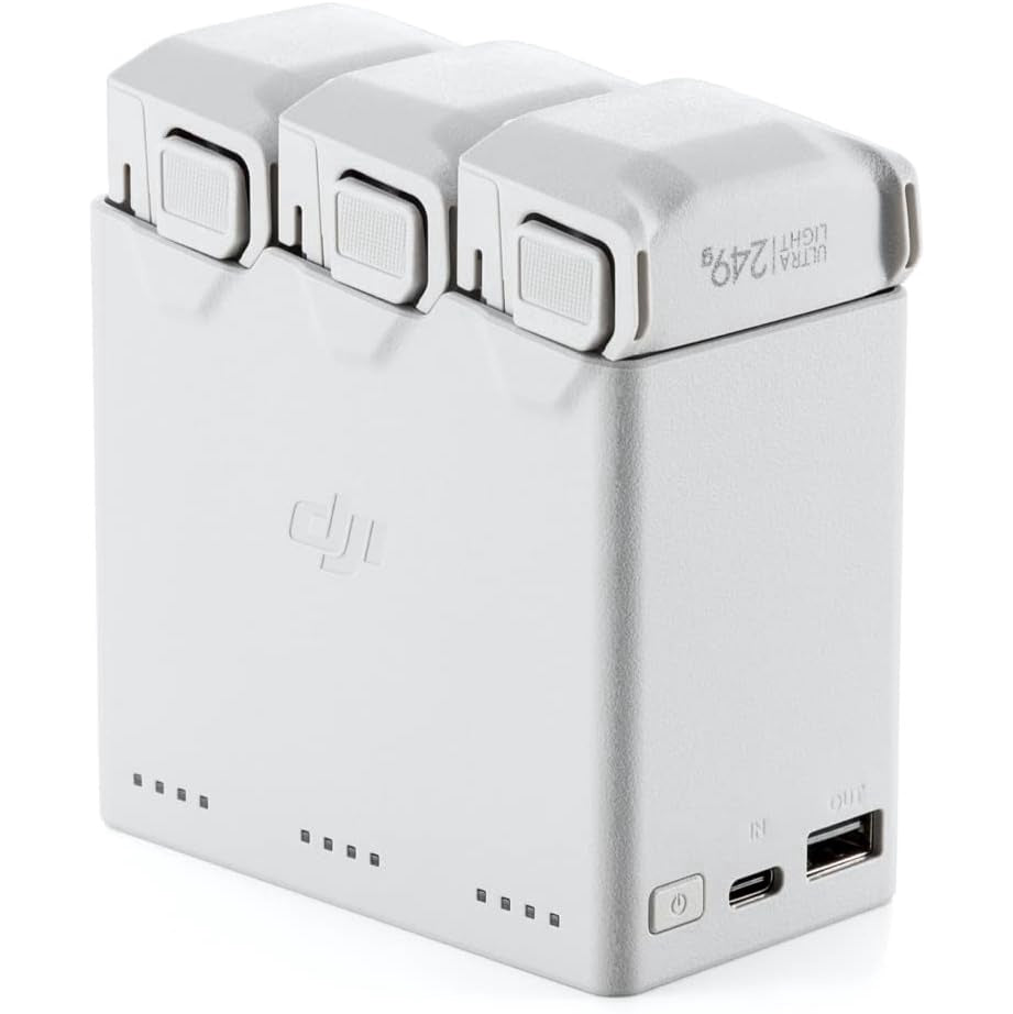 Incarcator acumulatori DJI Mini 4 Pro/Mini 3 Pro/Mini 3, statie de incarcare dublu sens cu functie powerbank, hub incarcare cu intrare USB-C
