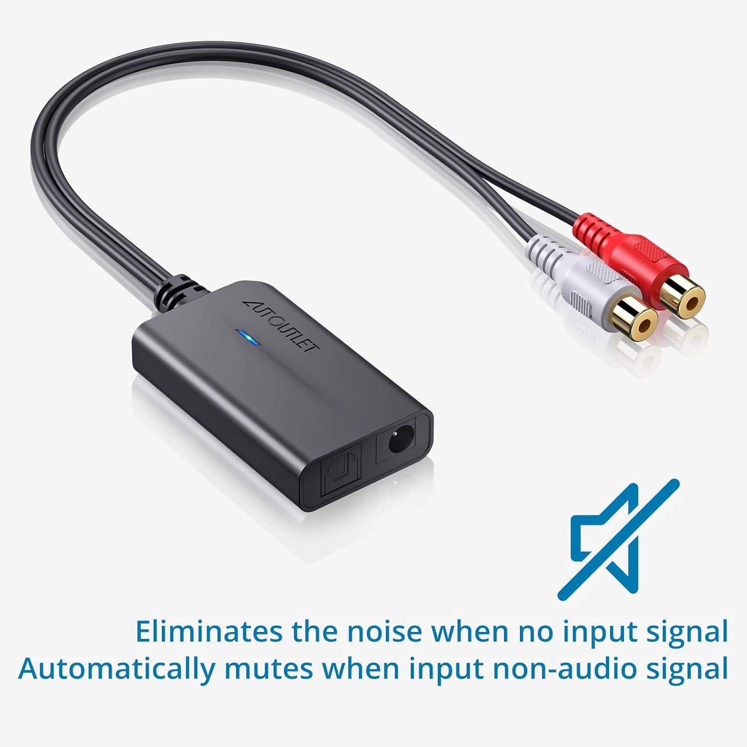 Convertor audio DA 192KHz de la digital la analog, SPDIF TOSLINK tata la RCA mama, cu chip ampificator, cu cablu optic de 1 m si iesire RCA, plug and play