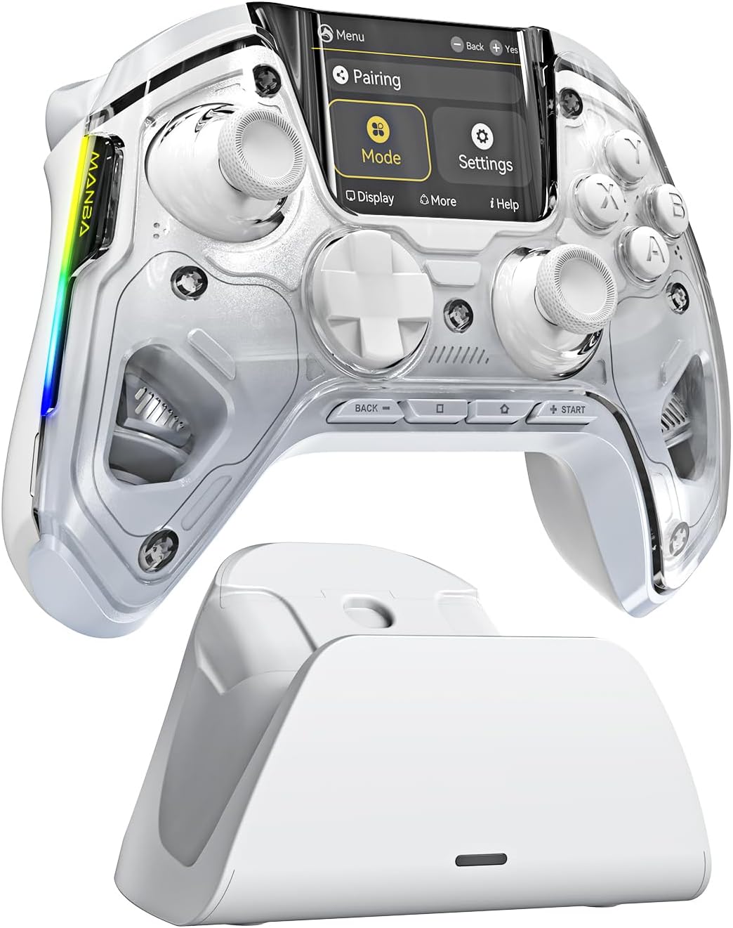 Controler wireless cu programare, display interactiv, butoane microswitch, joystick cu Hall Efect, lumini LED RGB, pentru PC, Switch, iOS, Android