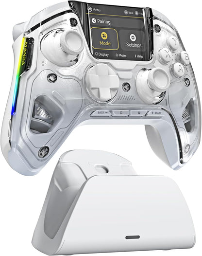 Controler wireless cu programare, display interactiv, butoane microswitch, joystick cu Hall Efect, lumini LED RGB, pentru PC, Switch, iOS, Android