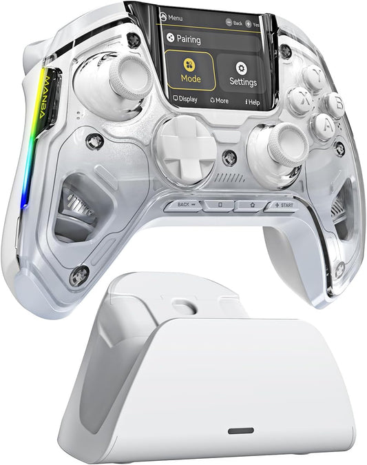 Controler wireless cu programare, display interactiv, butoane microswitch, joystick cu Hall Efect, lumini LED RGB, pentru PC, Switch, iOS, Android