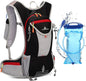 Rucsac de hidratare de 15 litri cu rezervor de apa de 2 litri, impermeabil, detalii reflectorizante, respirabil, multifunctional, pentru drumetii, alergare, ski, ciclism