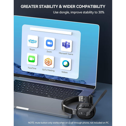Casca call center Wireless Bluetooth, cu microfon rotativ 270°, USB dongle, anulare a zgomotului, functionare pana la 70 de ore, raza de 15m, pentru PC, smartphone, neagra