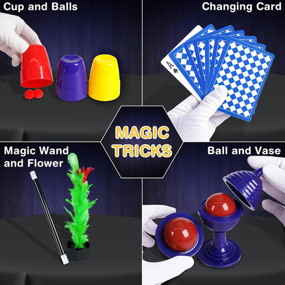 Set magie pentru copii, costum magician, cu bagheta si accesorii pentru baieti si fete 6–12 ani