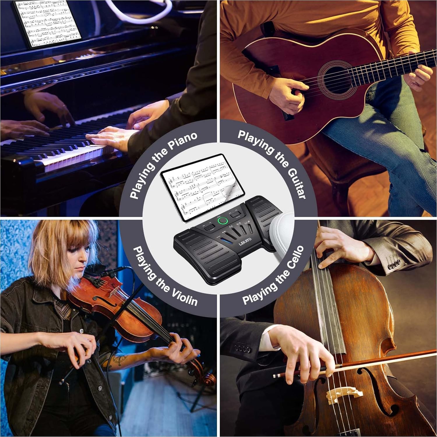 Pedala intoarcere pagina partitura, dispozitiv de comutare wireless, Blueetooth, reincarcabil, 5 moduri de lucru, silentios, pentru Windows, macOS, Android, iOS, smartphone, tableta, PC