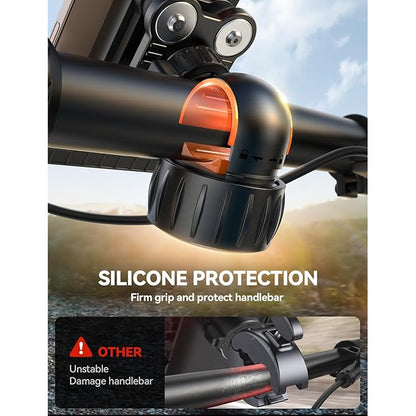 Suport telefon pentru bicicleta/motocicleta, reglare la 360°, rezistent la socuri cu amortizoare in 4 puncte, anti-tremur, pentru smartphone de la 4, 7 inchi la 7 inchi, negru
