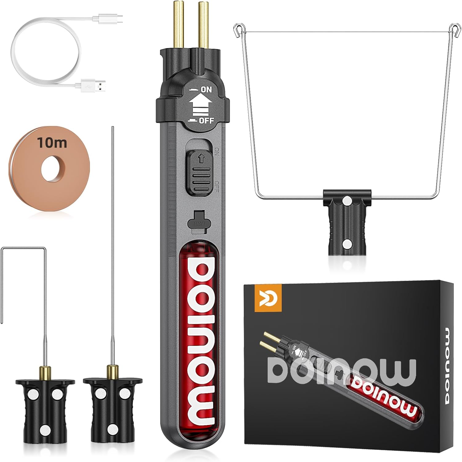 Aparat de taiat polistiren wireless, cutter cu fir cald, lumina LED, reincarcabil, 3 capete diferite, 550°C, acumulator 2000 mAh, pentru taiat si gravat polistiren, spuma, placi KT, EVA, EPP
