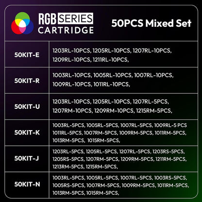 Set 50 ace de tatuat profesionale HAWINK unica folosinta #12 RGB rotunde Standard Liner 0, 35 mm, 5 tipuri modul ace 3RL, 5RL, 7RL, 9RL, 11RL din otel inoxidabil, accesorii pentru incepatori si artisti EN20-FG-50KIT-E