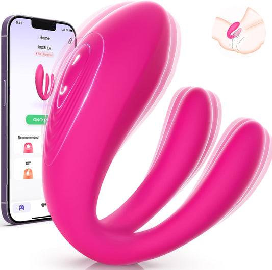 Vibrator pentru femei cu stimulator clitoris si control prin aplicatie telefon, impermeabil IPX7, 10 moduri vibratie, dildo erotic pentru cupluri, silentios