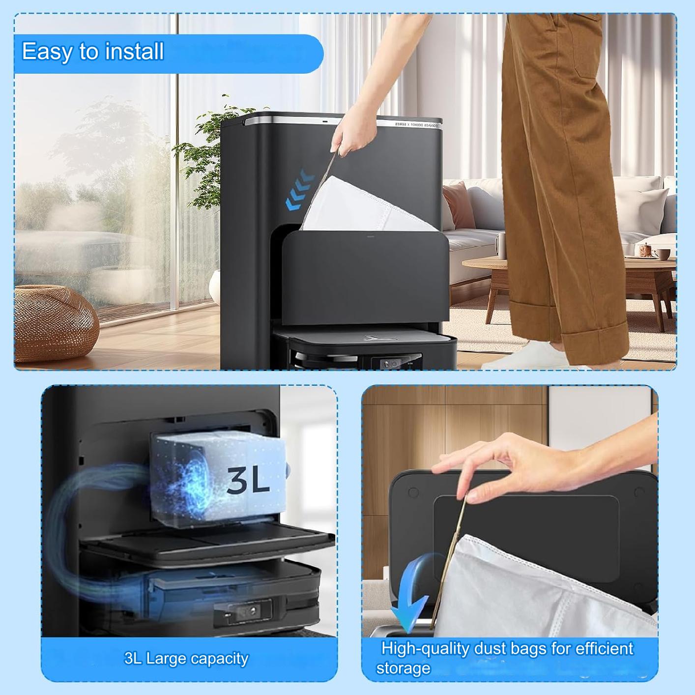 Set 15 saci pentru aspirator Ecovacs Deebot X2 Omni, de 3 litri, din material textil, cu strat din carbon activ, usor de instalat