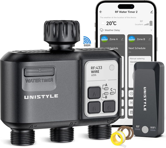 Programator de irigare/udare smart cu 3 iesiri, WiFi, 3 zone irigare, control prin aplicatie, planuri de udare, comenzi vocale prin Alexa si Google Voice Control, compatibil Android si iOS