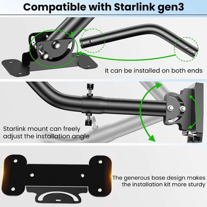 Suport pentru antena Starlink Gen 3, montura reglabila 360°, stabil si durabil, din metal, negru