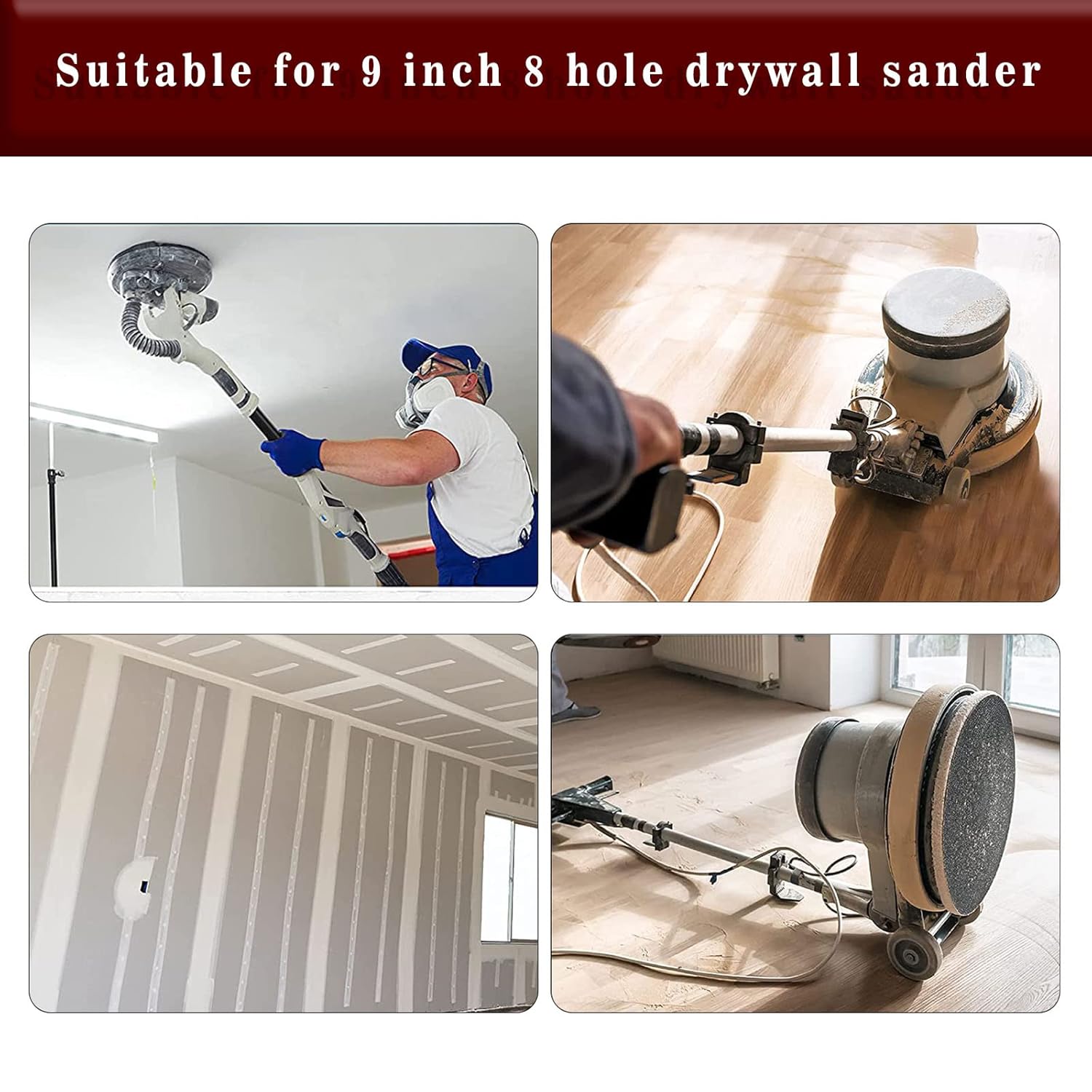 Set 50 disc abraziv 225 mm pentru slefuitor pereti cu 8 gauri, hartie abraziva cu granulatie P40/60/80/120/240, 10 buc fiecare, smirghel cu prindere prin Velcro
