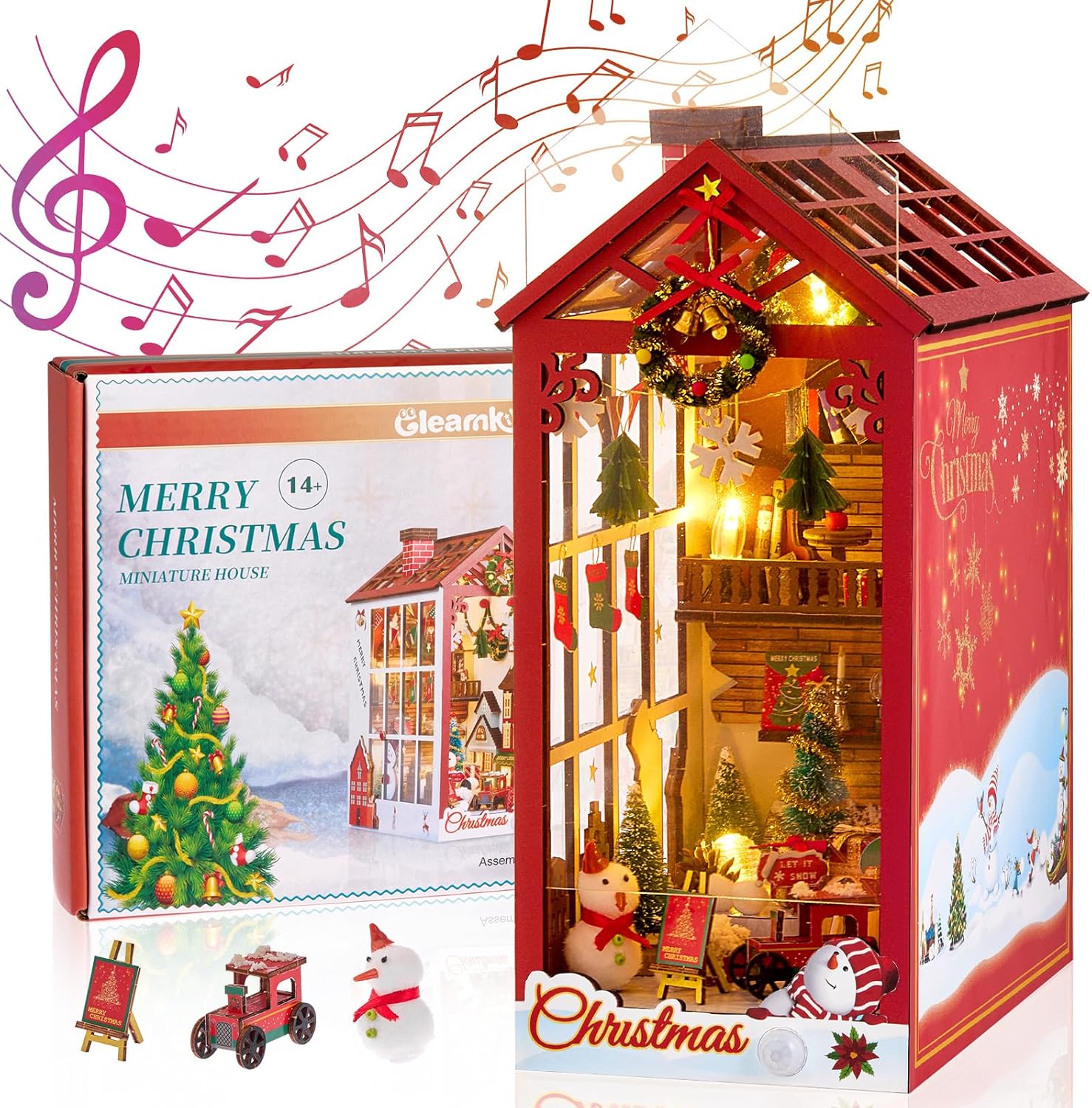 Puzzle 3D, Book Nook DIY cu lumina LED, senzor de miscare si muzica, cotor de carte, accesotiu decorativ multifunctional