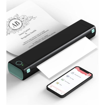 Imprimanta termica Bluetooth, imprimare pe hartie termica A4, portabila, acumulator 1200 mAh, printare fara tus, pentru tatuaje, business, calatorii, compatibil iOS, Android, PC, Laptop