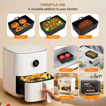 Set 17 accesorii pentru friteuza cu aer cald Ninja Foodi AF300EU, AF400EU, AF500EU, dual zone 7.6L-9.5L, silicon alimentar fara BPA si inox 304, 2 insertii silicon, gratar pentru gatit si frigarui, forme briose, manusi, cleste si 100 foi hartie de copt