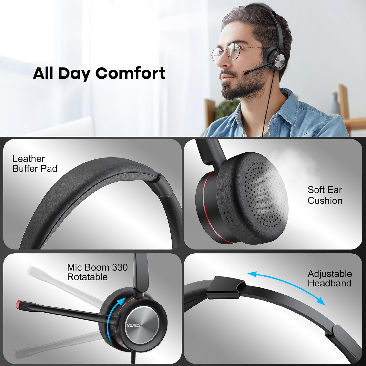 Casca call center cu microfon, functie anulare zgomot, USB, audio HD, cu control volum, buton mute si buton apelare, pentru computer, neagra