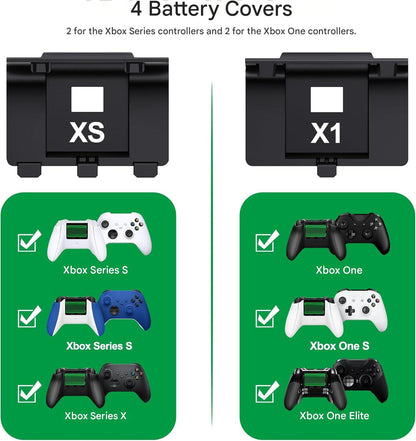 Set 2 acumulatori Xbox Ni-MH 4800mWh HELLCOOL + cablu USB-C incarcare, compatibili Xbox Series X/S, Xbox One S/X/Elite, baterii reincarcabile, 2000 cicluri, incarcare in timpul jocului