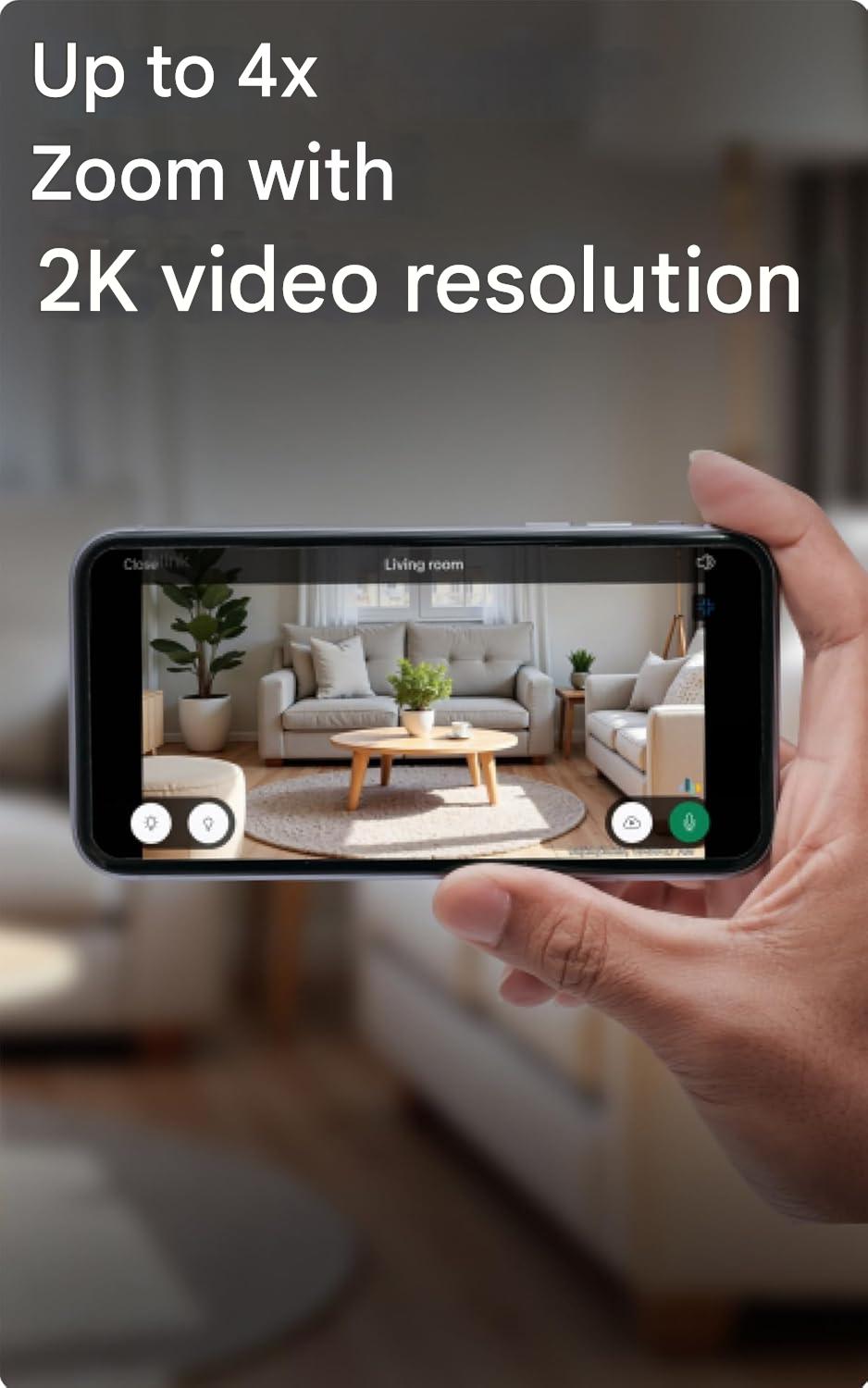 Camera de supraveghere Blink Mini 2K, rezolutie 2K, zoom 4X, vedere nocturna color cu LED, audio bidirectional cu anulare zgomot, functioneaza cu aplicatia Alexa, conectare la priza, alb