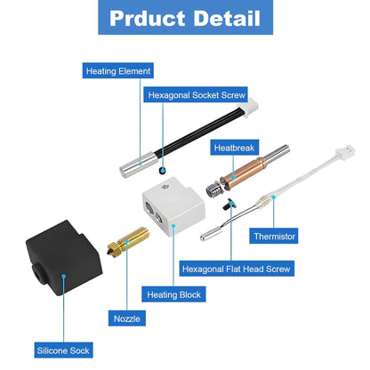 Set 2 capete de printare pentru imprimanta 3D Anycubic Cobra 3, hotend cu bloc incalzire, husa din silicon, doar pentru Anycubic Kobra 3 si accesorii Extruder ID produs: 3851