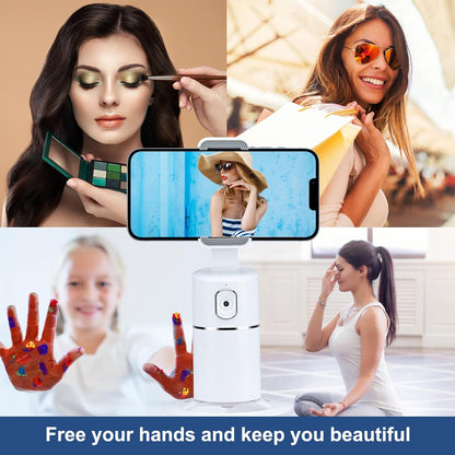Suport smartphone cu urmarire faciala, stabilizator telefon cu rotatie 360°, acumulator 5000 mAh, nu necesita aplicatie, cu filet 1/4 inch, pentru inregistrare video, streaming live, wireless, portabil