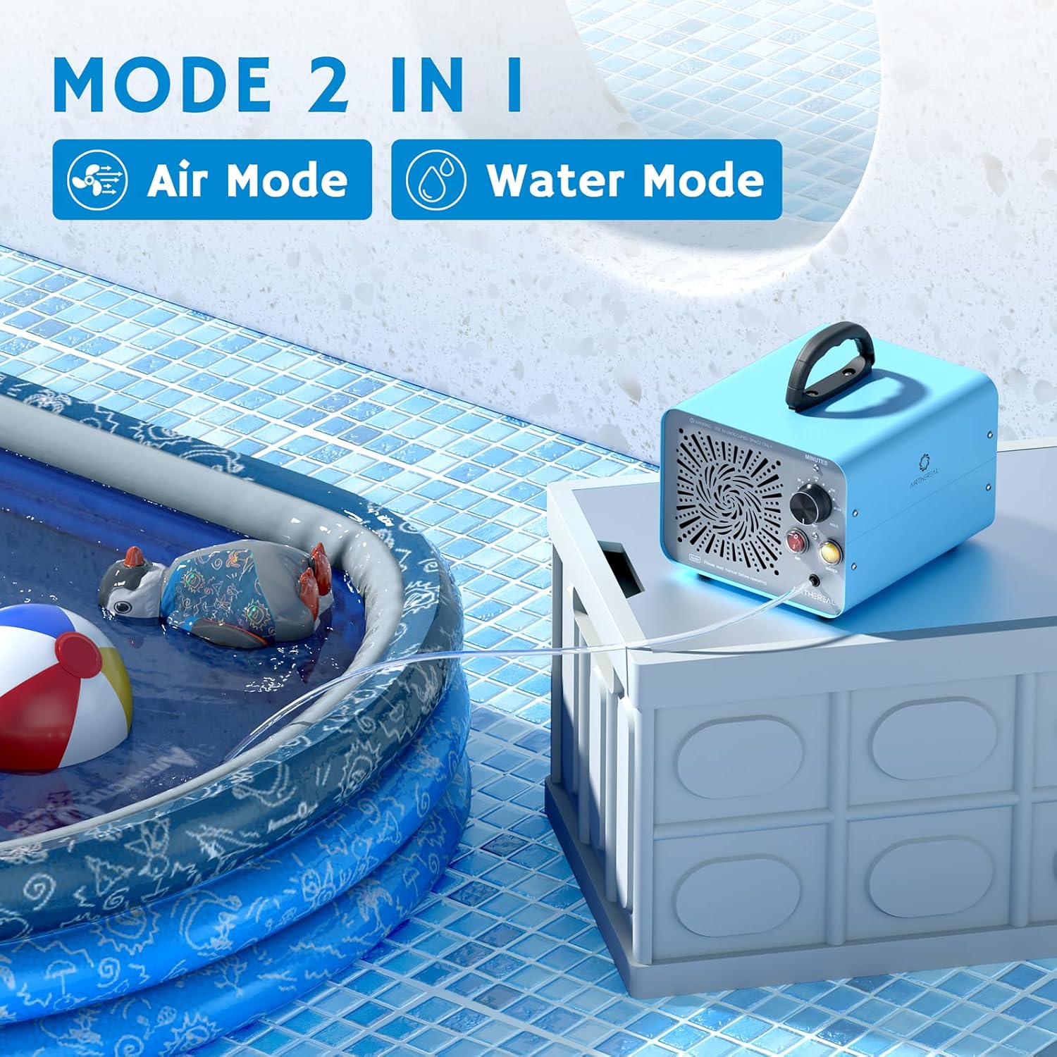 Generator de ozon pentru aer, apa, alimente, jucarii, pana la 370 ㎡, cu temporizator, comutator separat aer/apa, pentru sterilizare si eliminare mirosuri neplacute