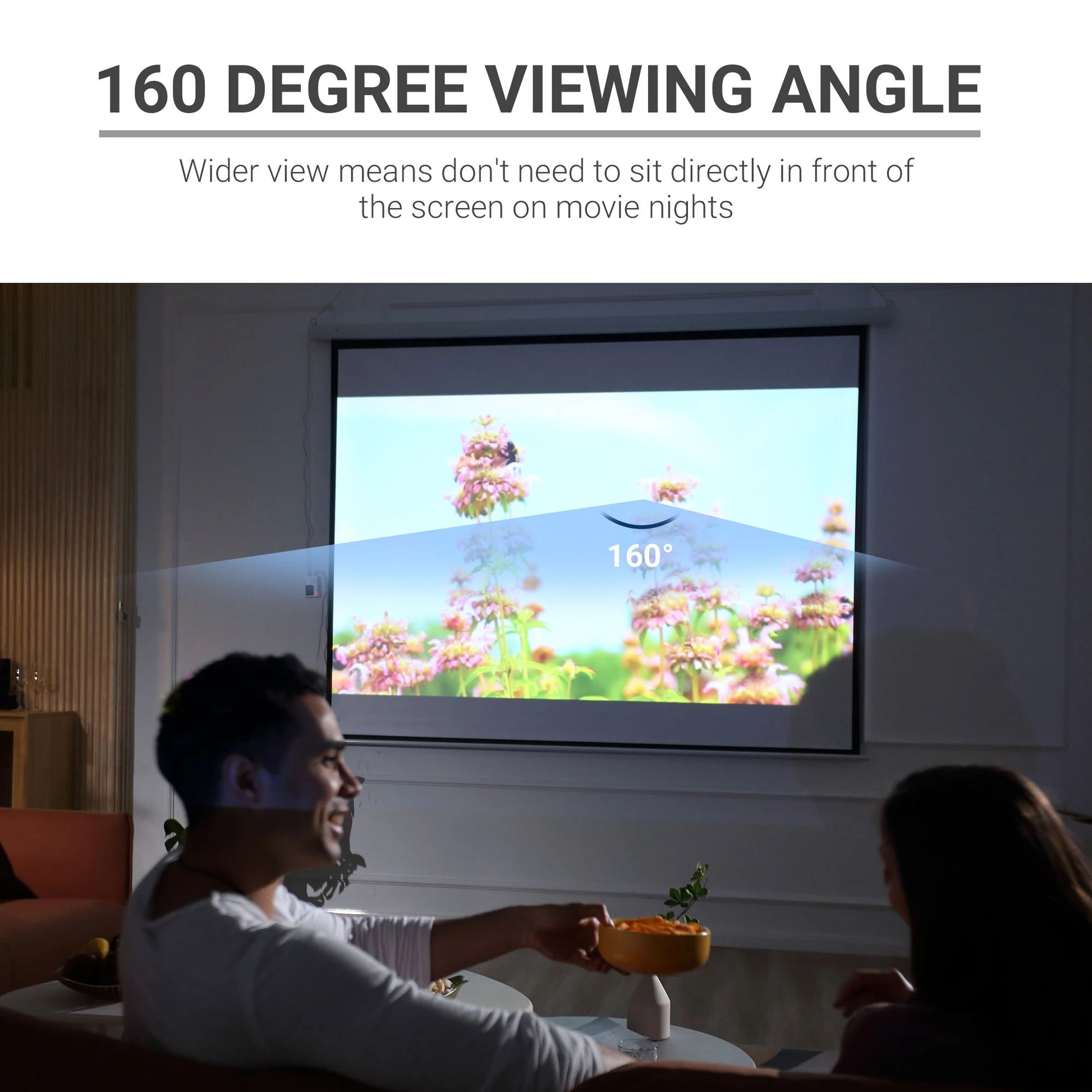 Ecran de proiectie videoproiector 120 inch motorizat, cu telecomanda, prindere in perete sau tavan, 244 x 183 cm, alb/negru