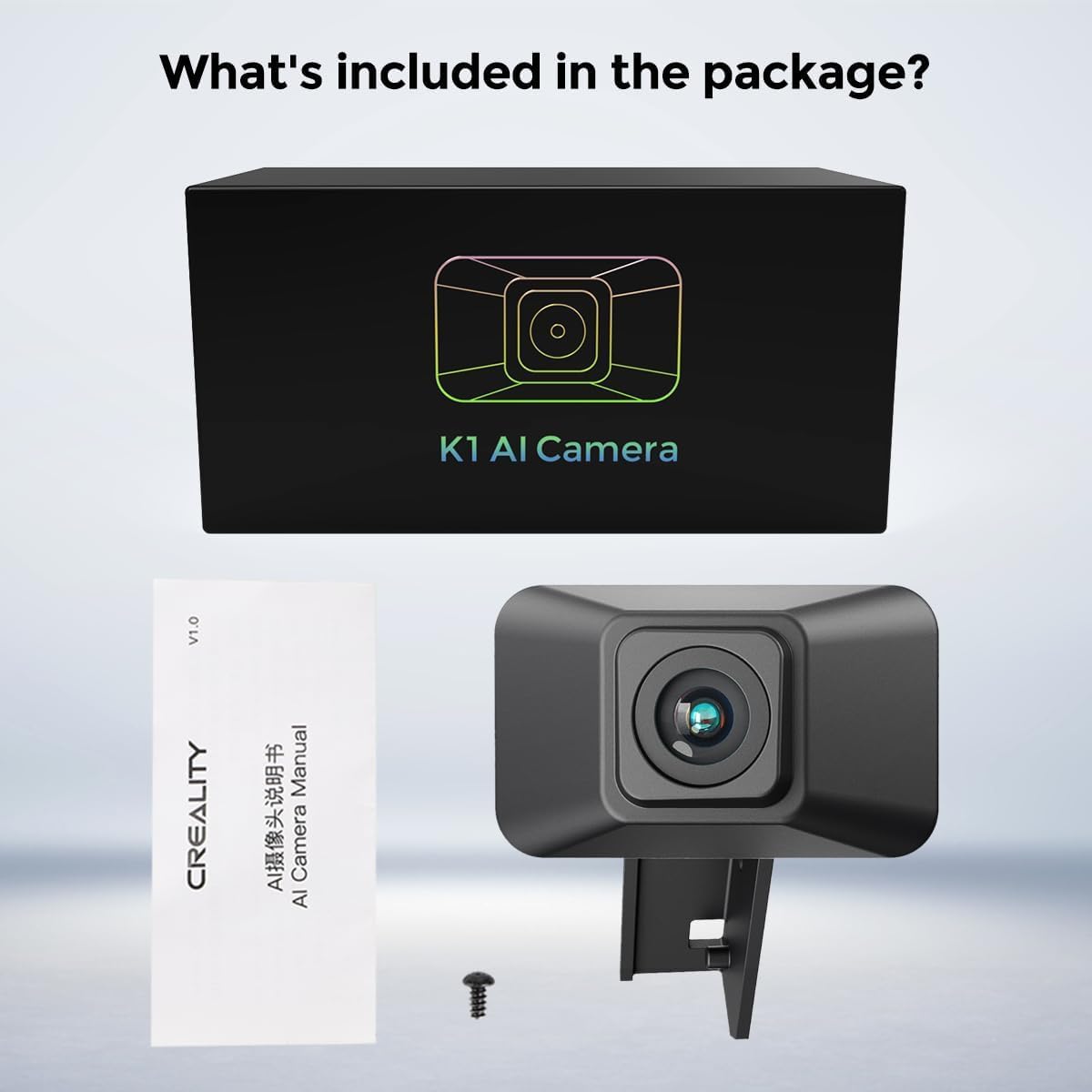 Camera video pentru imprimanta 3D K1/K1 Max, cu detectare AI, 1080P HD, timelapse, vizualizare live, instalare usoara, neagra