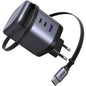 Incarcator retea 100 W PD GaN, cu cablu de incarcare USB-C retractabil, cu 2 porturi USB-C si 1 port USB-A, suporta fast-charge PD/QC/PPS, pentru laptop, tableta, smartphone