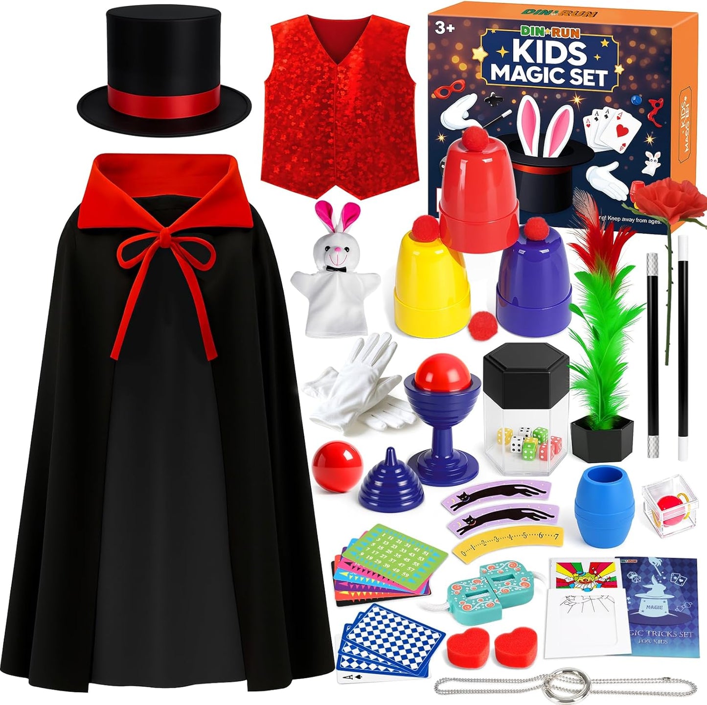 Set magie pentru copii, costum magician, cu bagheta si accesorii pentru baieti si fete 6–12 ani