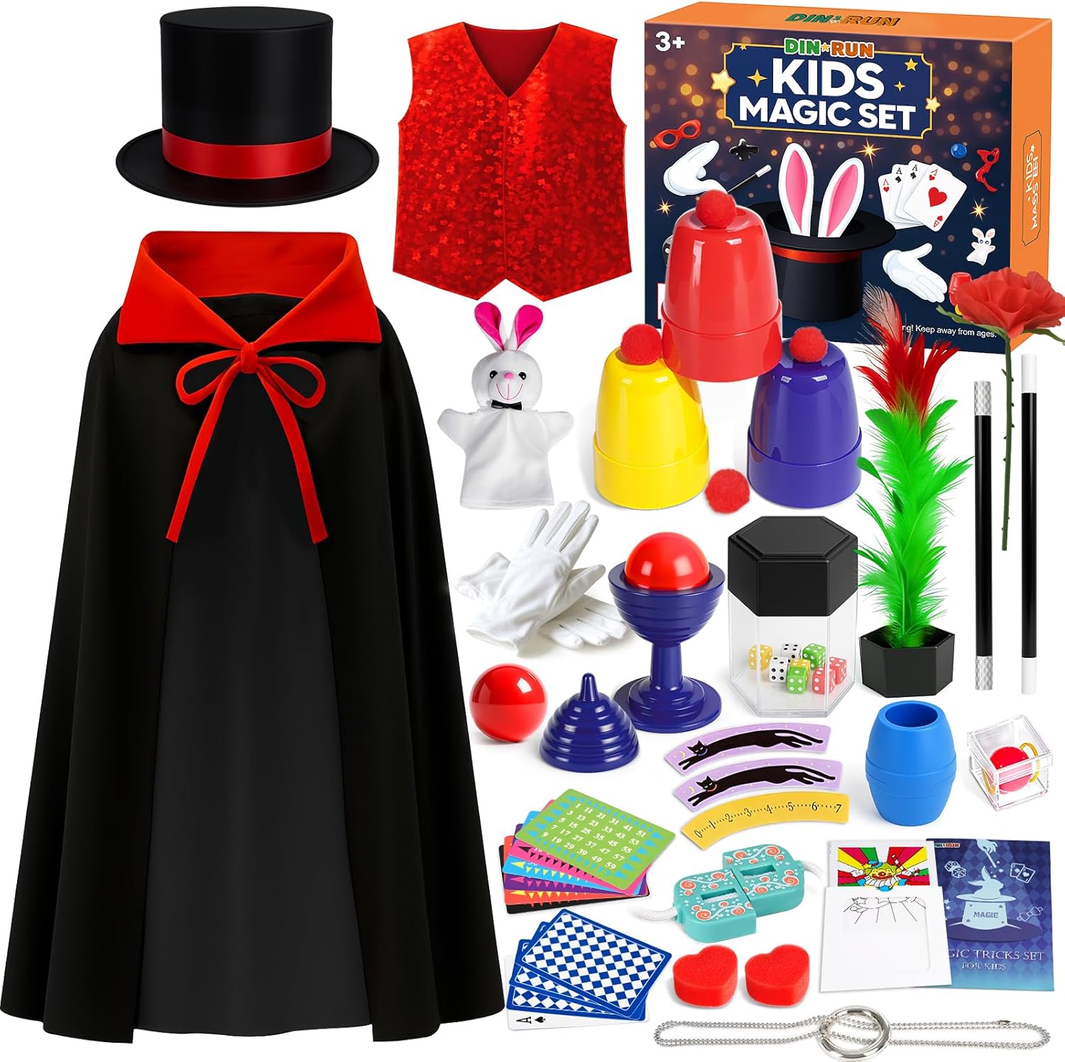 Set magie pentru copii, costum magician, cu bagheta si accesorii pentru baieti si fete 6–12 ani
