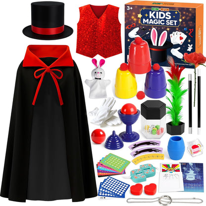 Set magie pentru copii, costum magician, cu bagheta si accesorii pentru baieti si fete 6–12 ani