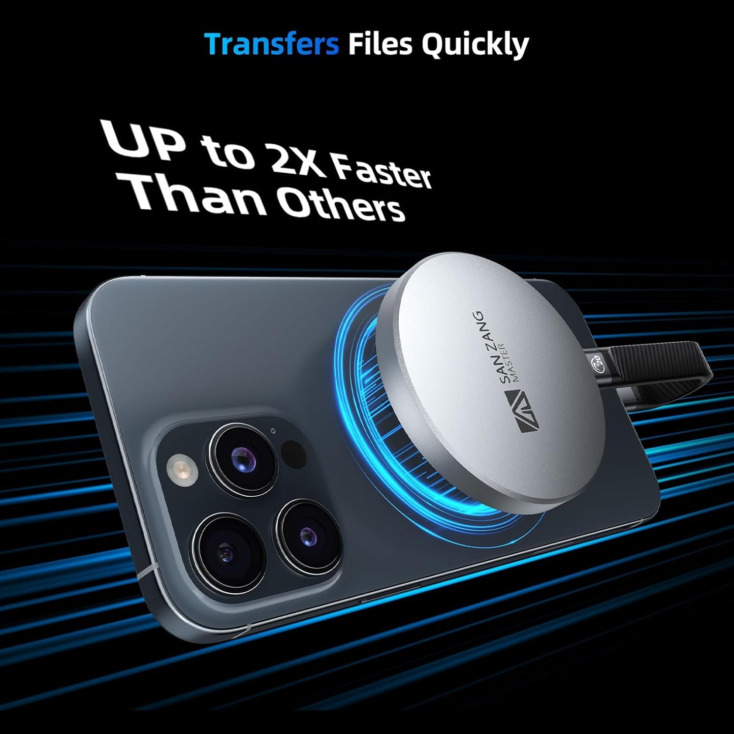 SSD extern magnetic ultra-subtire 7 mm, 2 TB, design minimalist modern, carcasa din aluminiu, compatibil USB-C 3.2 Gen 2x2 20 Gbps, transfer ultra-rapid pana la 2000 MB/s, MagSafe-ready, pentru PC, laptop, iPhone 15+, Mac si Android, portabil