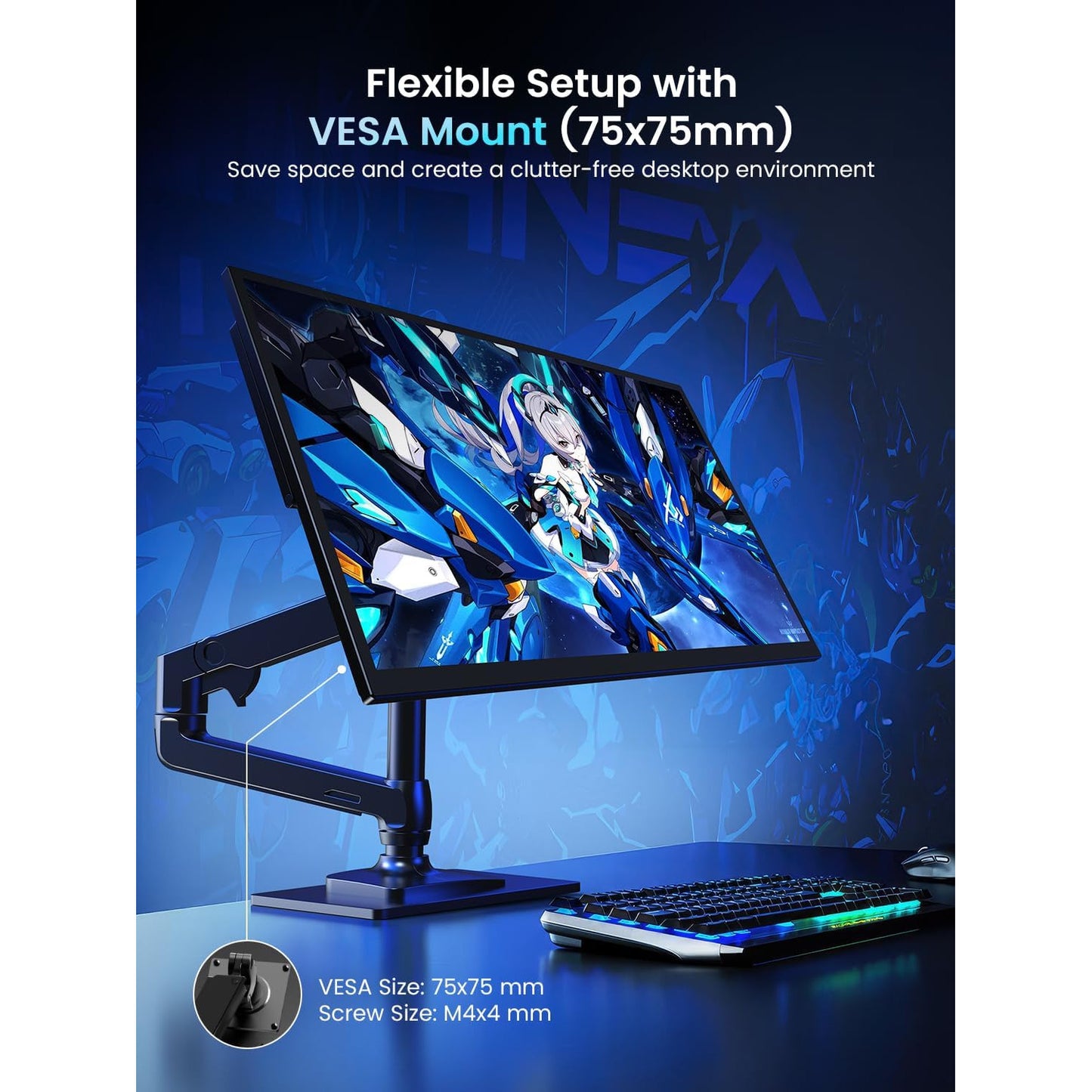 Monitor portabil gaming SUPERFECT 18.5 inch, Full HD 1920x1080 IPS mat, 120Hz, 16:9, 125% sRGB, USB-C + Mini HDMI, difuzoare integrate, suport reglabil, compatibil VESA, pentru laptop, PC, telefon, PS4/PS5, Xbox