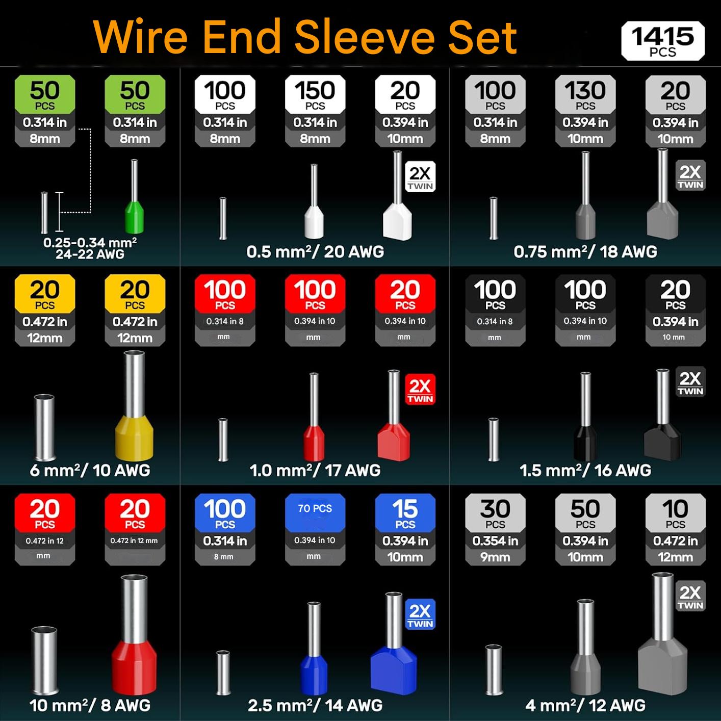 Cleste de sertizare patrata SOMELINE cu 1415 terminale conductori izolate 0,25-10 mm², 24 de tipuri, mecanism clichet autoreglabil, falci patrate profesionale, forta reglabila, manson nailon, cupru cositorit, in cutie de depozitare si transport