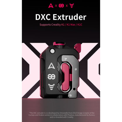 Kit extruder pentru imprimanta 3D Creality DXC K1/K1 Max/K1C – Phaetus Runice oficial, acoperire RNC, detectare inteligenta a ruperii filamentului, compatibil PLA/ABS/TPU/CF, plug & play, angrenaj dublu