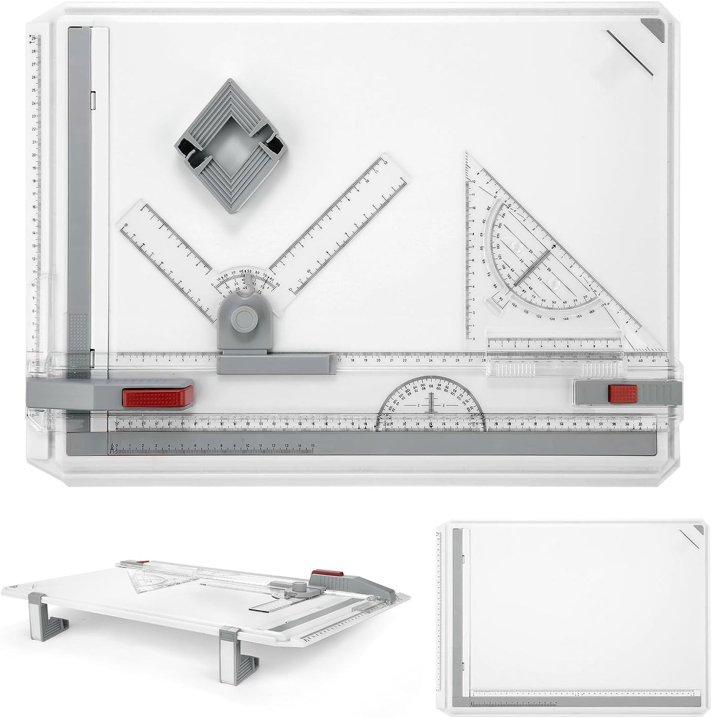 Planseta desen tehnic A3, pentru proiectare, arhitectura, cu rigla transparenta si echer, sistem de masurare reglabil, 50 cm x 37 cm