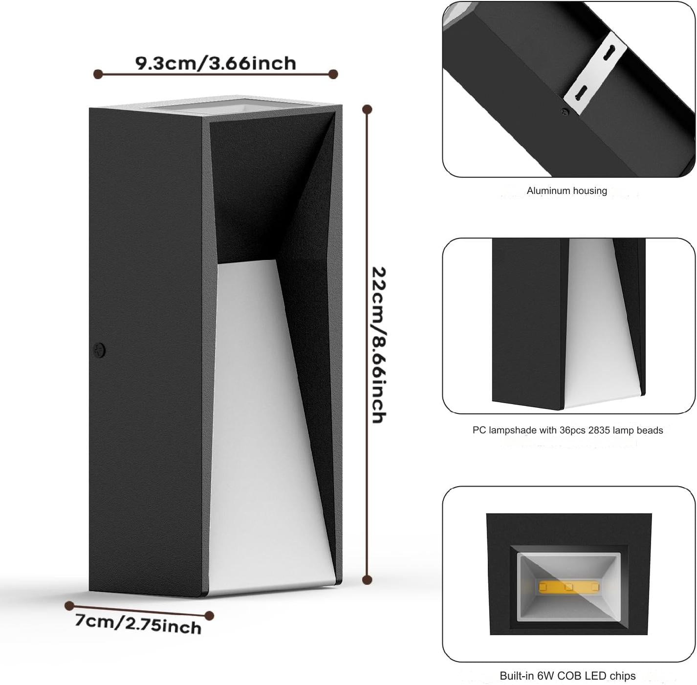 Lampa LED, aplica de perete pentru interior si exterior, impermeabila IP65, 23000 lumeni, 3000 K, design modern, din aluminiu