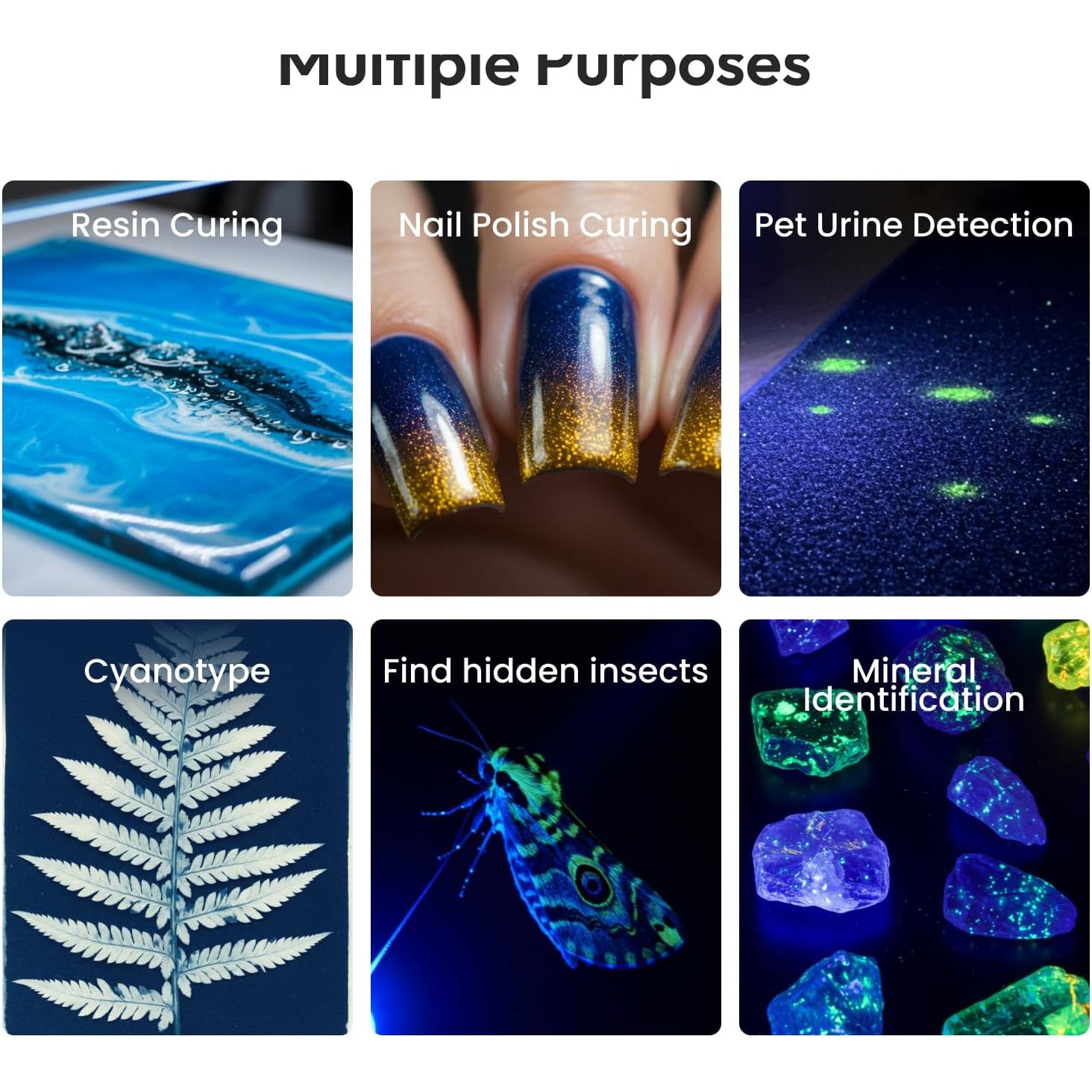 Lampa UV pliabila pentru rasina epoxidica, lumina UV LED reincarcabila, 320-395nm, portabila, inaltime si raza de actiune reglabila, multifunctionala, verde