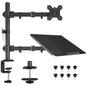 Suport de birou pentru monitor 13 ”-27” si laptop, cu inaltime reglabila, suporta 10 kg pe fiecare brat, prindere VESA 75 x 75 mm si 100 x 100 mm, negru