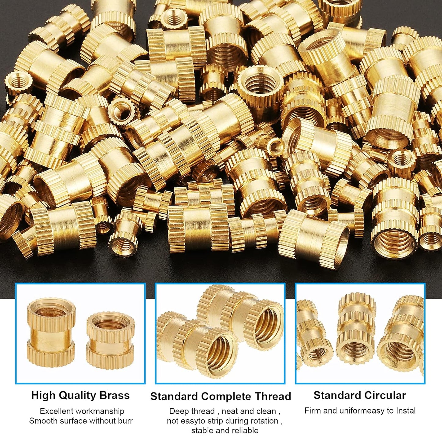 Set de 480 piulite moletate din alama cu insertii filetate M2 M2.5 M3 M4 M5 M6, 20 de dimensiuni, pentru imprimarea 3D a pieselor din plastic, in cutie depozitare