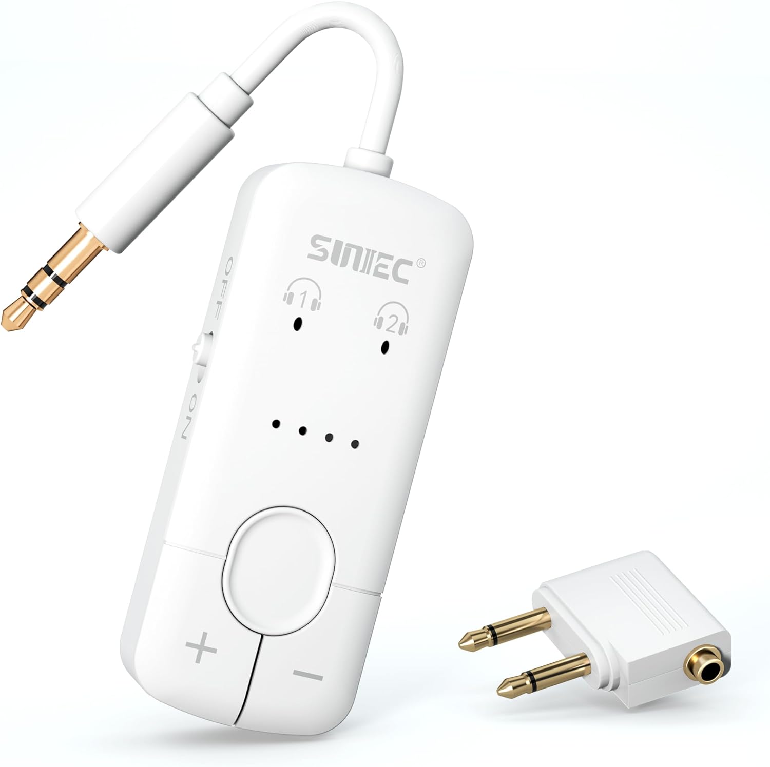 Adaptor transmitator Bluetooth, Dual Link, wireless, accepta 2 casti sau mufa AirPods, cu AUX 3.5 mm, latenta scazuta aptX, portabil, pentru TV, avion, masina
