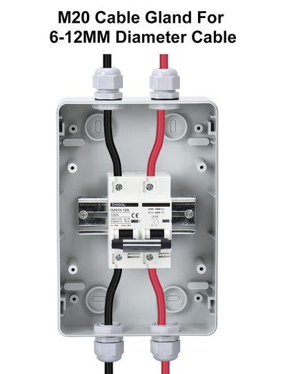 Set tablou de sigurante cu siguranta automata 120A DC 12V-400V sau AC 90V-400V, 2 poli, intrerupator solar automat pentru sistem fotovoltaic in carcasa impermeabila IP65