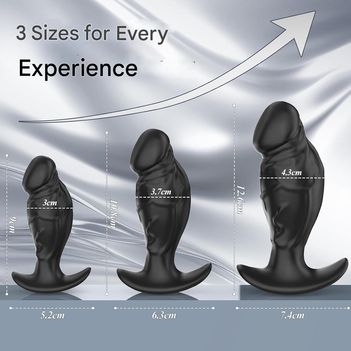 Set de 3 dildo-uri in diferite marimi, realistice din silicon, cu vene, jucarie sexuala pentru cupluri, usor de curatat, permite stimularea precisa a punctelor de placere, negru