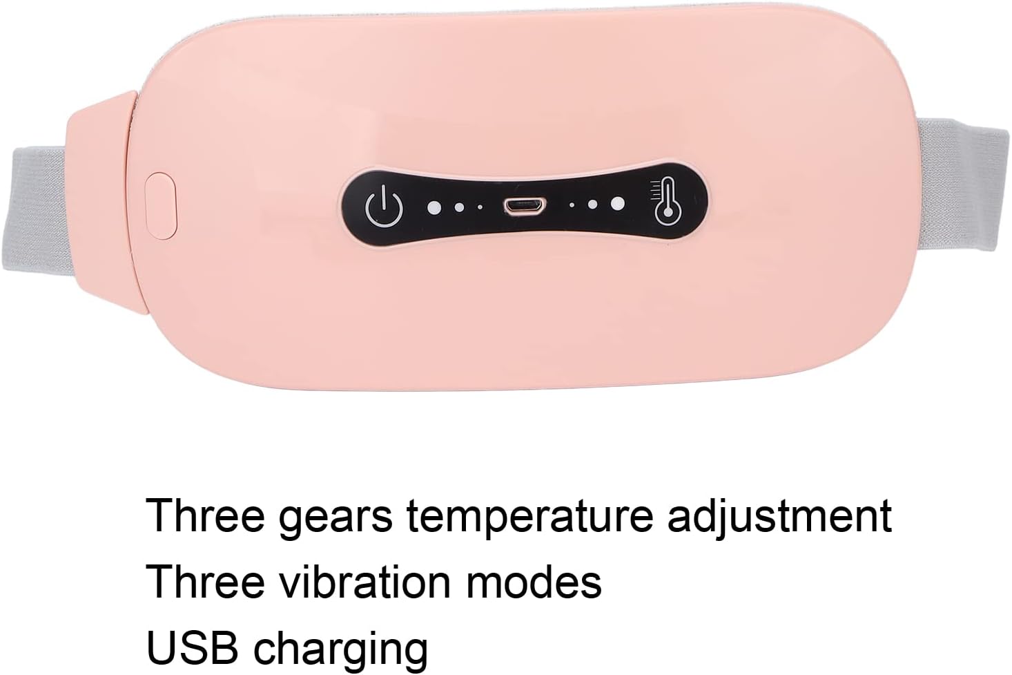 Centura abdominala pentru masaj cu incalzire si vibratii, 3 trepte incalzire si 3 vibromasaj, anti dureri menstruale, ciclu, lombare, portabila, roz